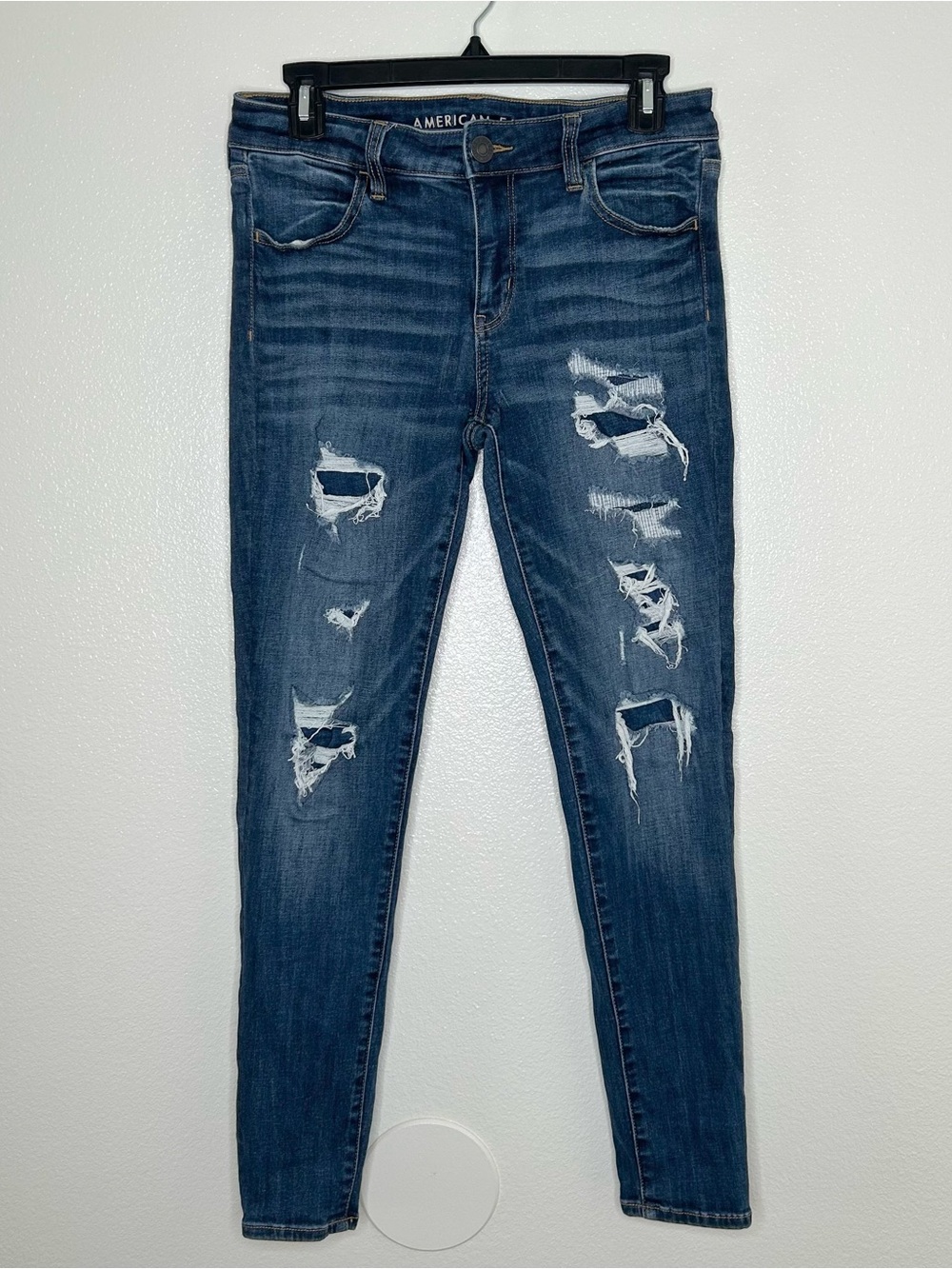 American Eagle Outfitters Blue Distressed Skinny Jeans